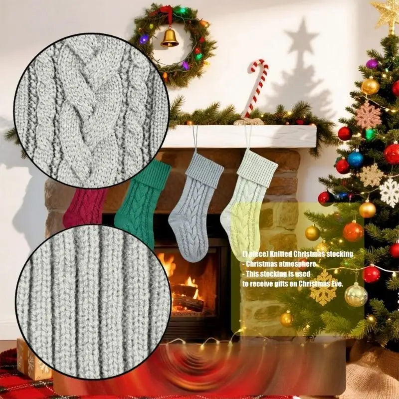 Reusable Spacious Christmas Sock Knitted Design Multiple Pattern Zpaxo