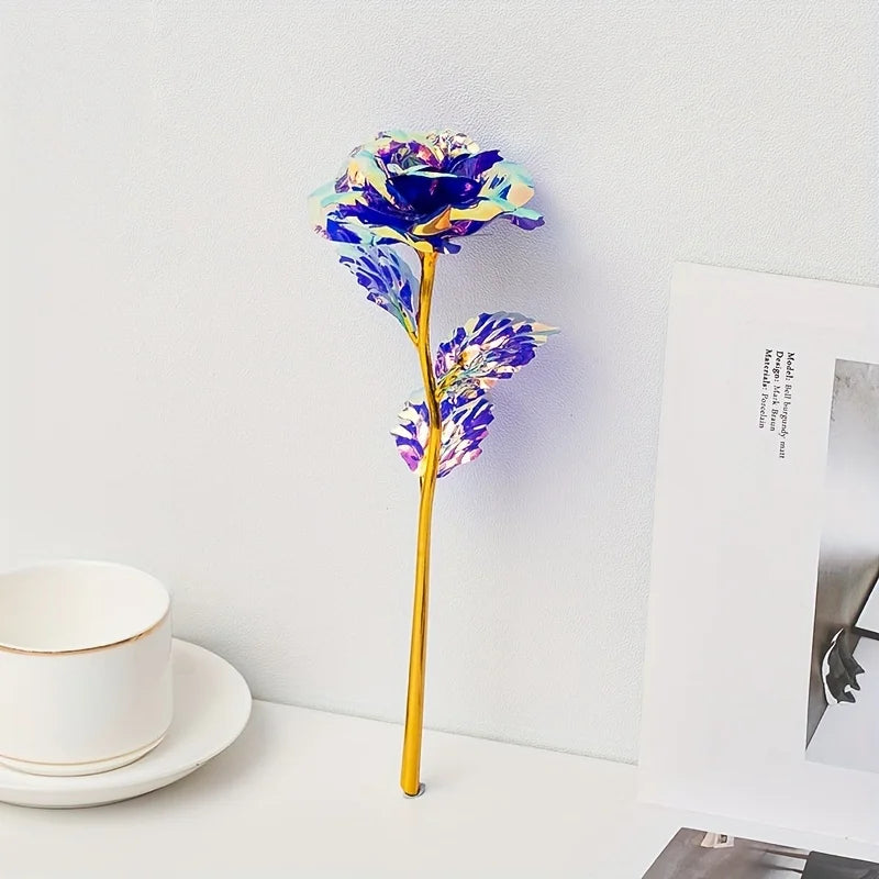Artificial Flower Foil Rose Simulation DIY Golden Plated Love Party Zpaxo Purple 10pcs