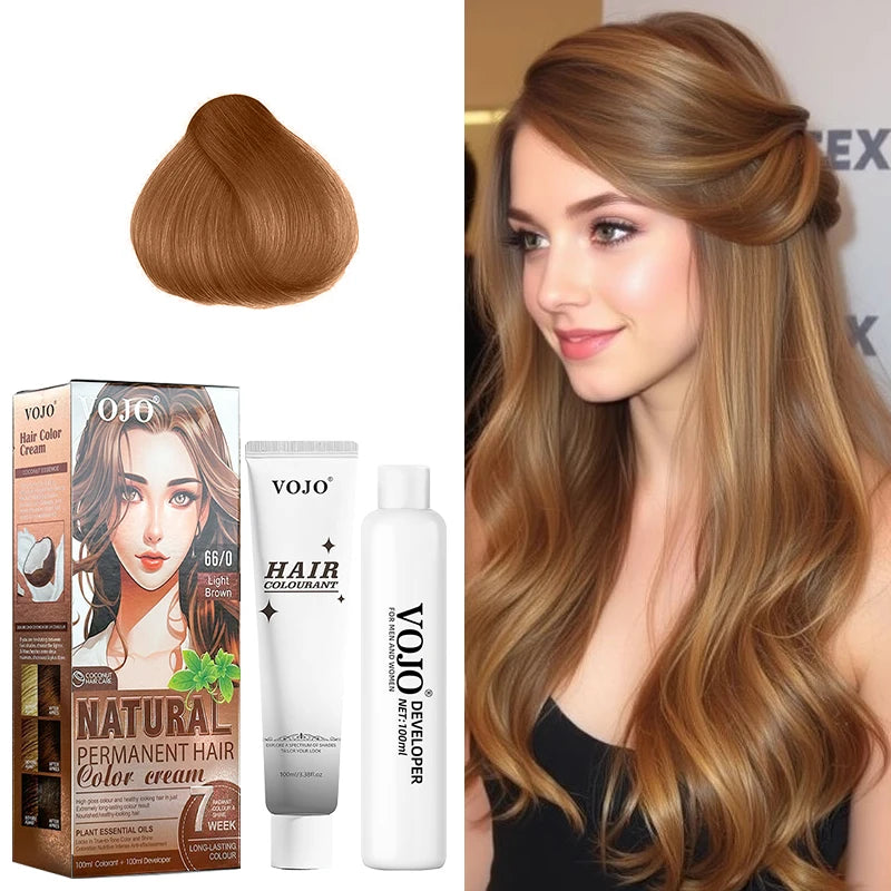 Semi-Permanent Hair Dye,100ml and 100ml Coloring Agent,Easy to Apply,Hair Coloring,Vibrant Shades,Nourishing Vegan Hair Dye Zpaxo Light Brown