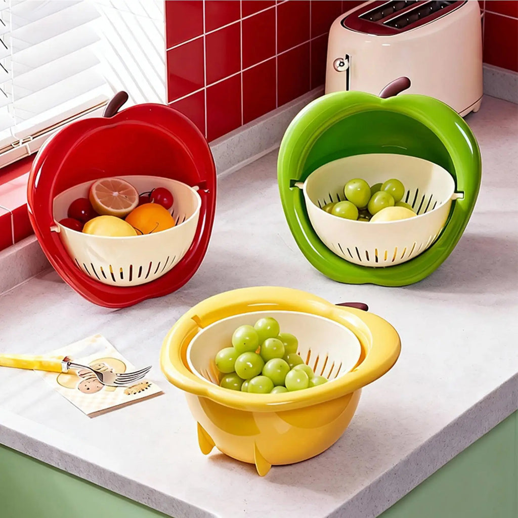Apples Shape Fruit Strainer Thick Plastic Fast Draining Colander Zpaxo