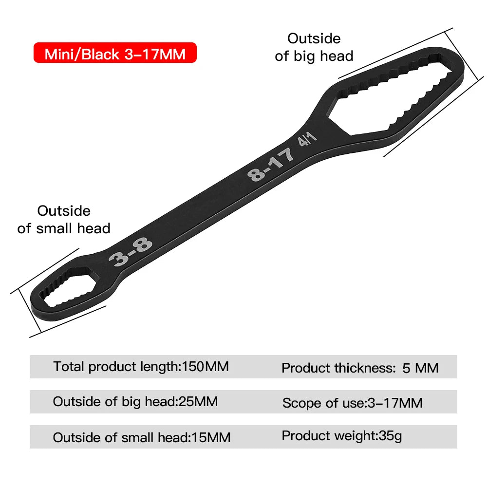 8-22mm Universal Torx Wrench Self-tightening Adjustable Glasses Wrench Board Double-head Torx Spanner Hand Tools for Factory Zpaxo 150mm 3-17mm