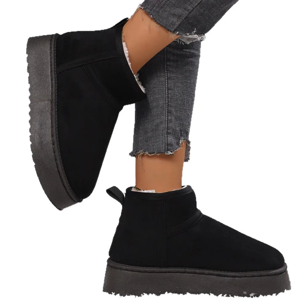 Winter Thick Bottomed Lined Large Head Snow Boots Women Warm Short Zpaxo
