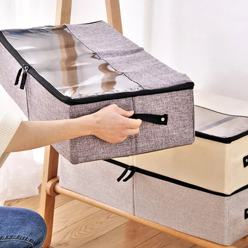 Under Bed Storage Foldable Clear Lid Handles Bins Closet Bedroom Zpaxo