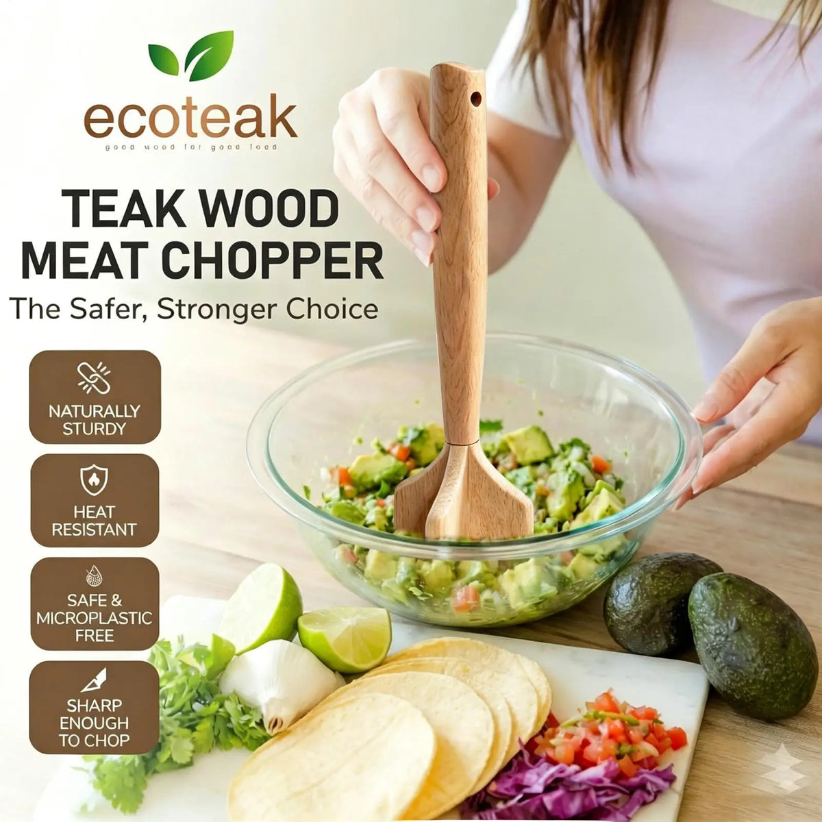 Meat Masher Portable Wooden Manual Tenderizer Smasher Ground Beef Zpaxo