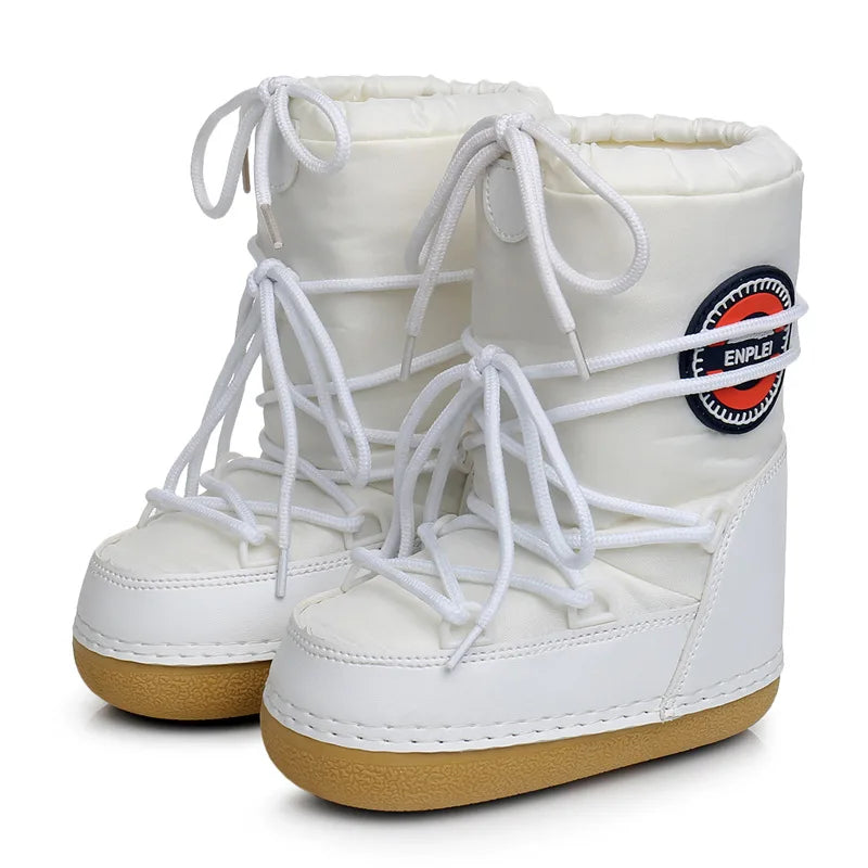 2024 Winter Snow Boots Women Ski Fluffy Hairy Lace Up Middle Calf Zpaxo WHITE 35-36(Insole23cm) China Mainland