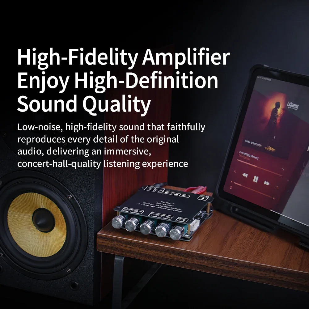 Sound Amplifier Module 2x50W+100W 2.1 Channel Subwoofer Bluetooth-compatible 5.1 Digital Power Amplifier Board AUX 12V/24V Zpaxo