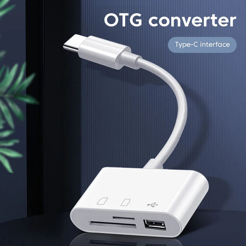 3 in 1 Multi Port Hub Converter USB Type C Card Reader USB TF SD Micro SD OTG Adapter For iPhone 15 Series Laptop Huawei Samsung Zpaxo