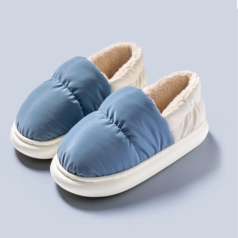 Package Slippers Women's Winter Indoor Non-slip Plush Fleece Lined Zpaxo Blue 46-47