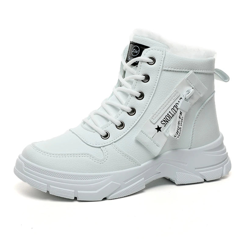 2025 New Women Snow Boots Outdoor Warm Platform Ankle Boots Women Casual High-top Shoes Women Luxury Plus Size Sneakers of Sport Zpaxo WHITE 36
