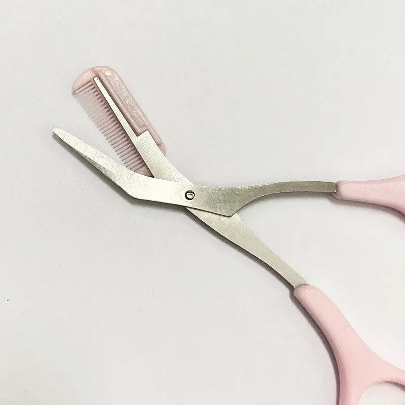 Women Eyebrow Scissors Comb Brow Trimmer Scraper Trimming Knife Face Zpaxo