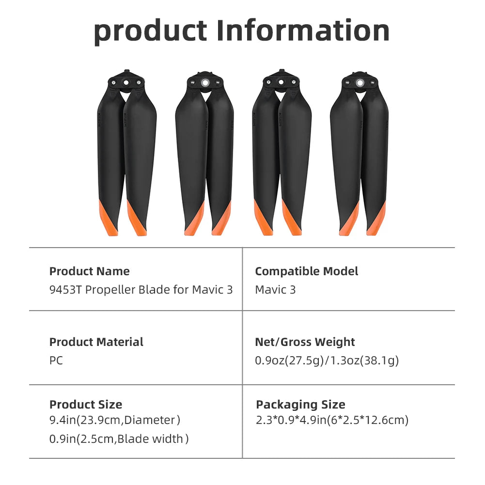 2 Pairs 9453T Propeller Quick Release Foldable Props Blade Light Zpaxo