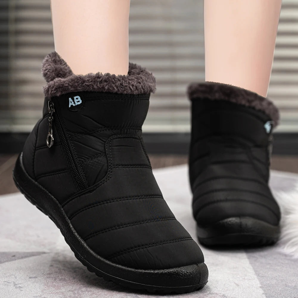 Winter Women Boots Waterproof Snow Casual Flat Shoes Warm Fur Female Zpaxo
