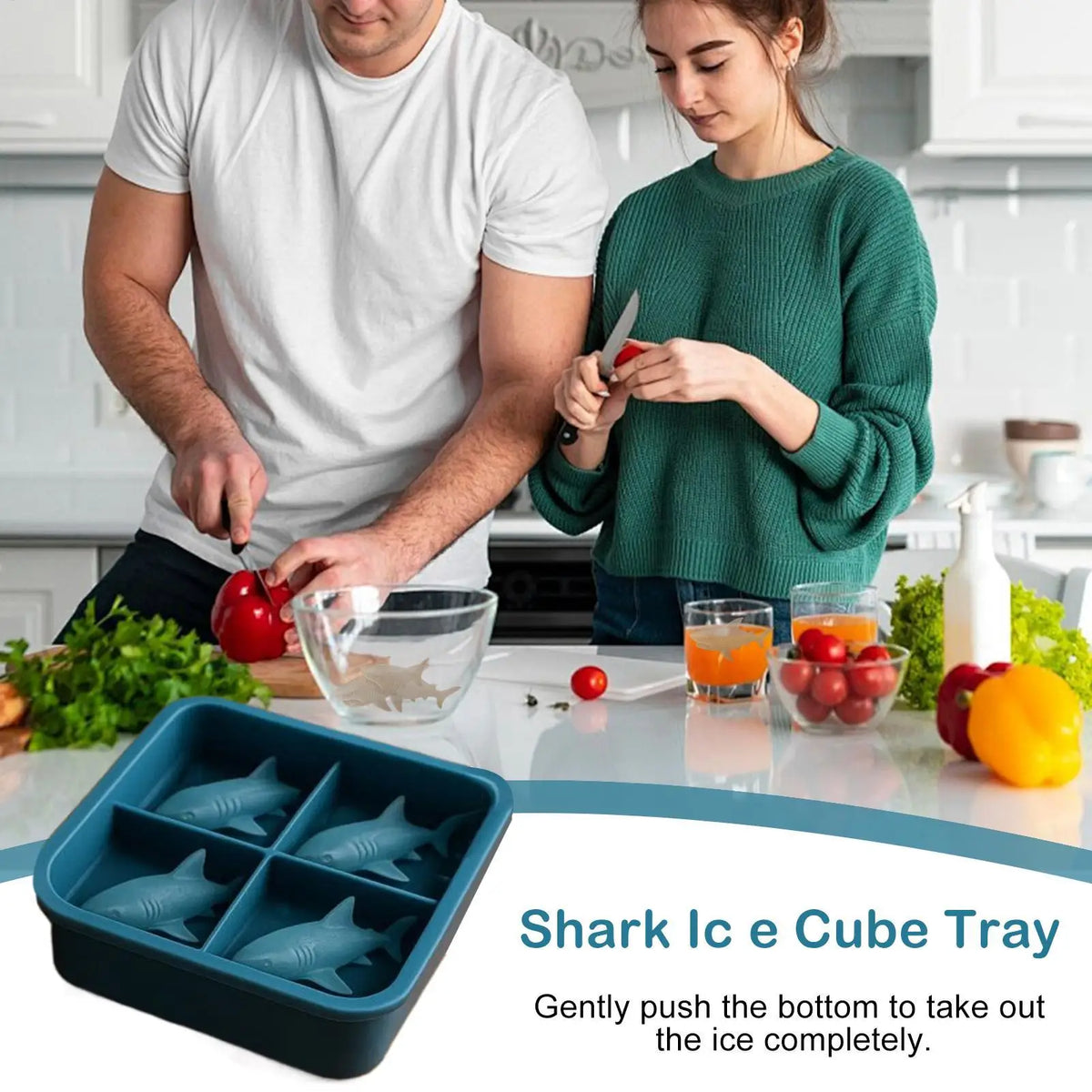 3D Shark Whiskey Ice Mold Cute Easy Release Silicone Tray Shaper Zpaxo