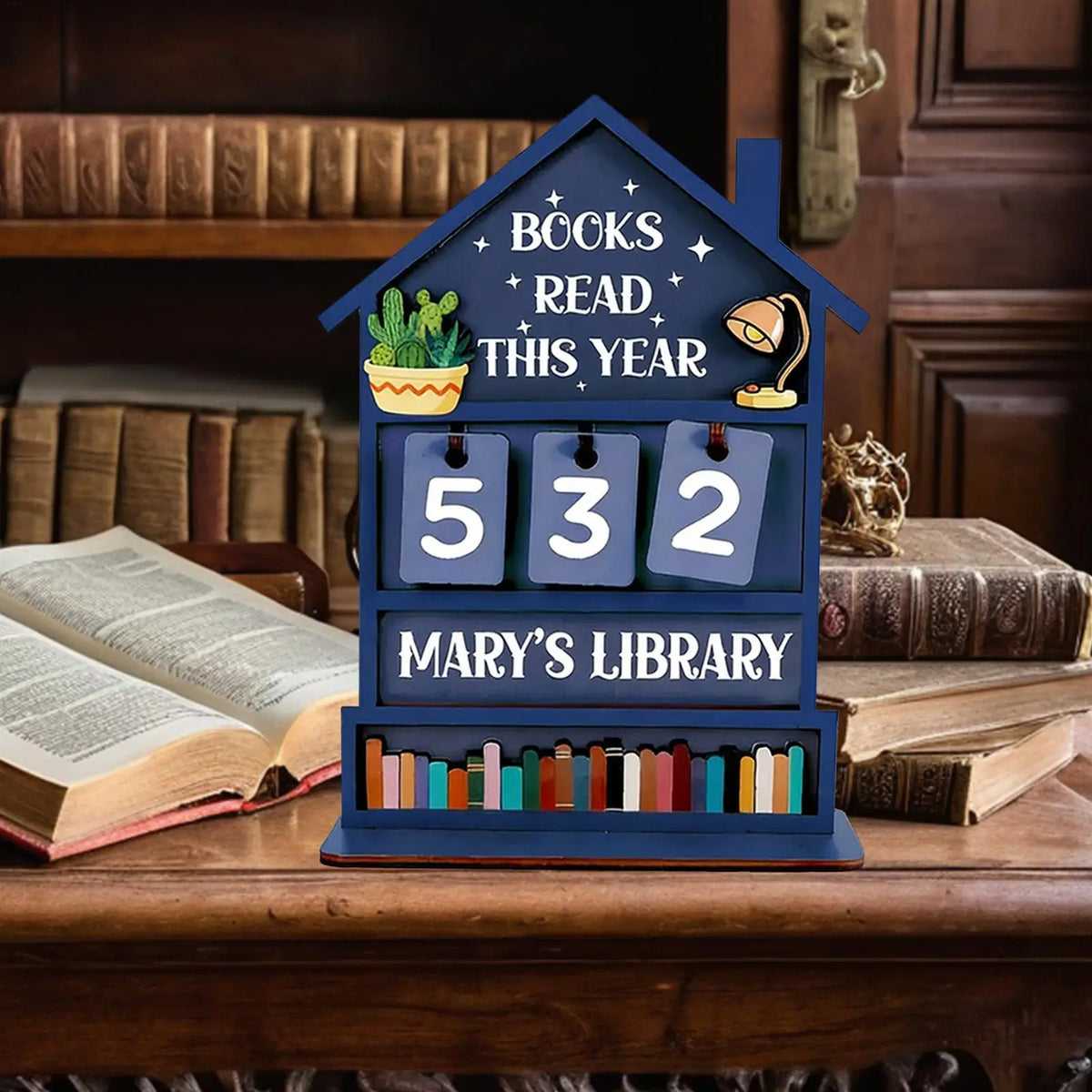 Wooden Books Read Tracker Manual Reading Progress Display Book Zpaxo