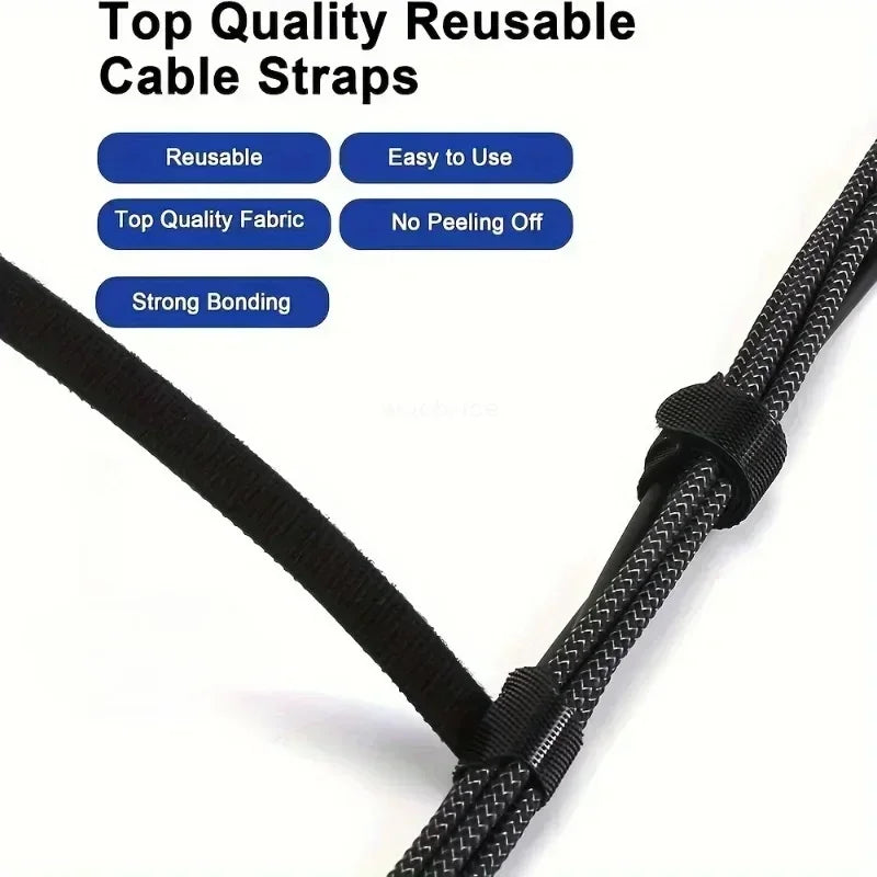 Releasable Cable Organizer Ties Mouse Earphones Wire Management Nylon Cable Ties Reusable Loop Hoop Tape Straps Tie Zpaxo