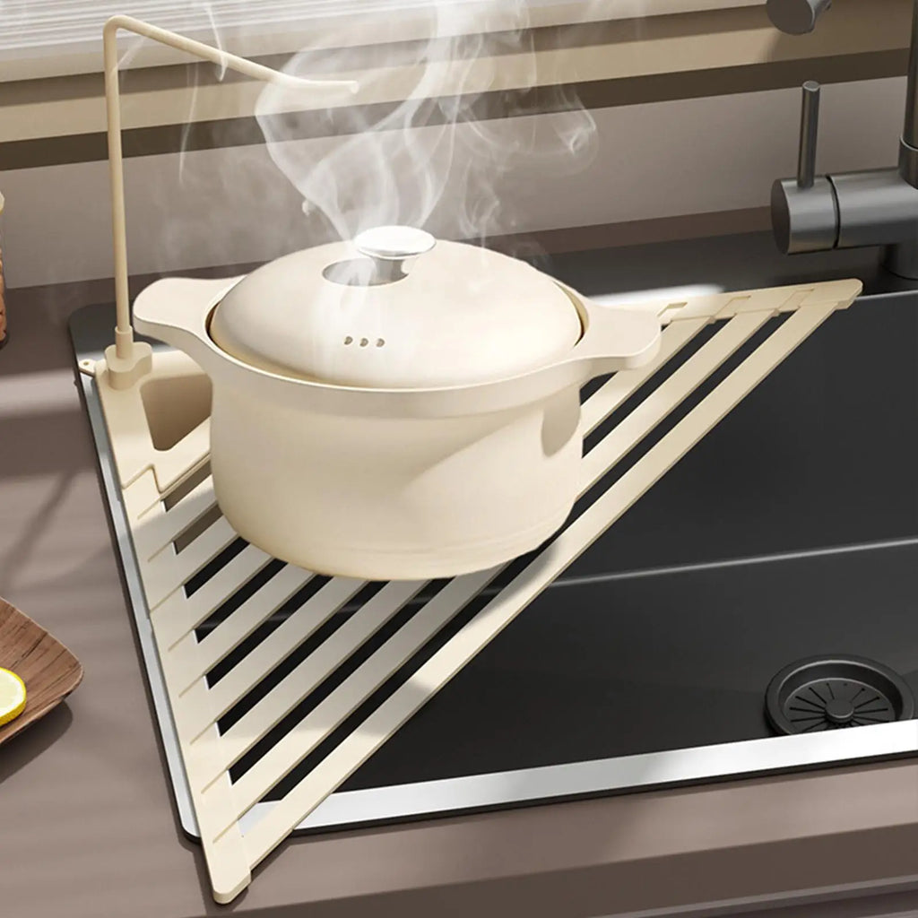 Dish Rack Foldable Metal Triangle Rustproof Stand Drainers Sink Zpaxo