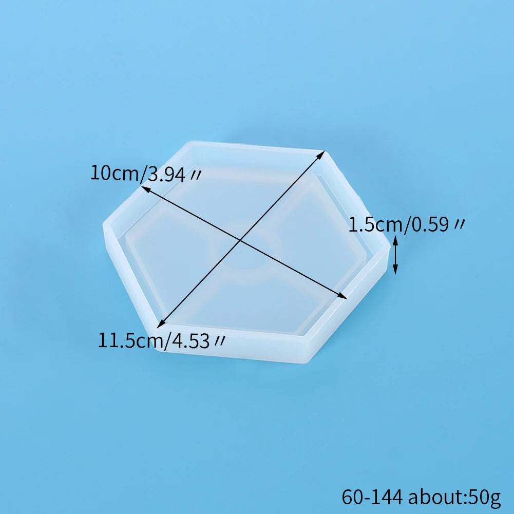 Coaster Silicone Resin Mold Heart Round Square Hexagon Oval Cup Tray Mat Casting Crafts Jewelry Storage Tray Making Home Decor Zpaxo Hexagon