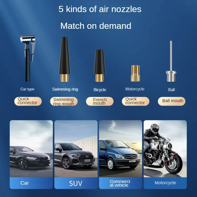 Wireless Air Pump 150psi Touch Screen/Key Portable Electric Tire Inflator For Car Bicycle Motorcycle Mini Air Compressor Injecto Zpaxo