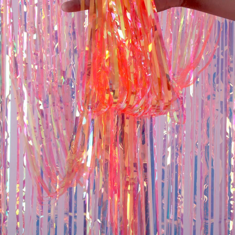 Gorgeous Backdrop Curtains Tinsel Fringe Foil Curtain Unicorn Zpaxo red 2m(drop)x1m(width)