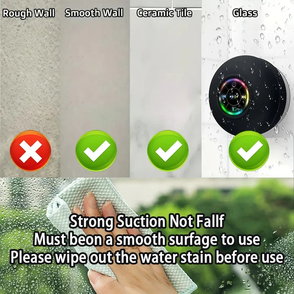 Mini Bluetooth Speaker Shower Subwoofer Waterproof Handsfree Loudspeaker With Suction Cup Mic For Bathroom Pool Beach Car Phone Zpaxo
