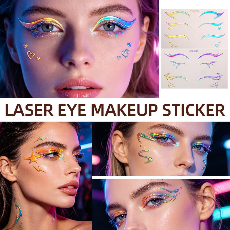 Colorful Eyes Makeup Stickers Laser Eyeliner Eyebrows Face Art Zpaxo