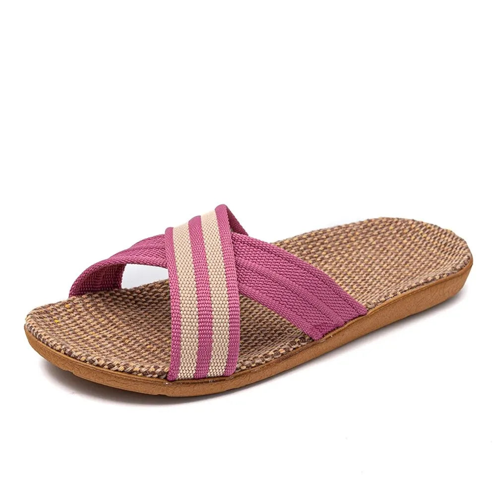 Women's Slippers Flat Sandals Linen Lightweight Casual Summer Women Zpaxo Pink 35-36