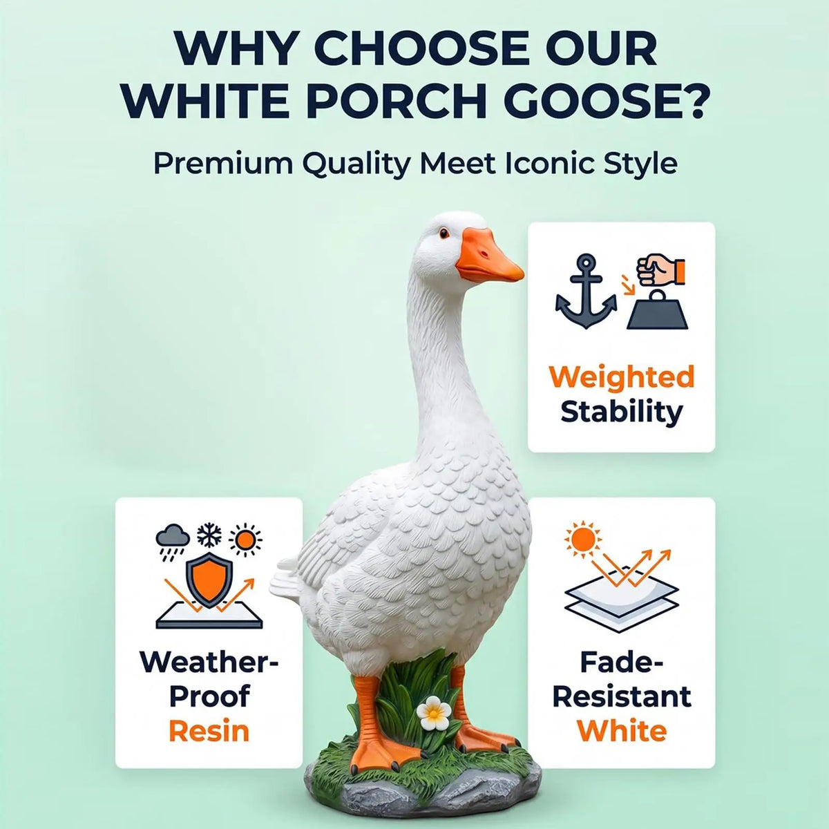 Large Realistic Goose Statue Resin All-weather Cement Texture Lawn Zpaxo