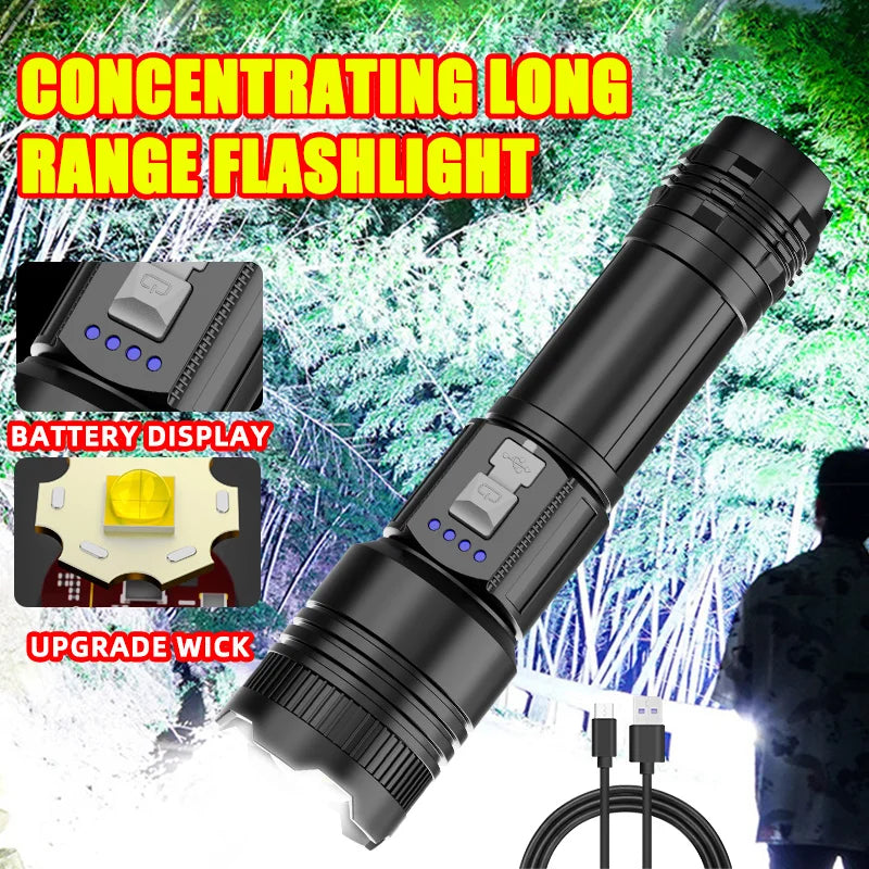Strong Ultra Bright Long-range Flashlight Adjustable Zoom Multiple Zpaxo