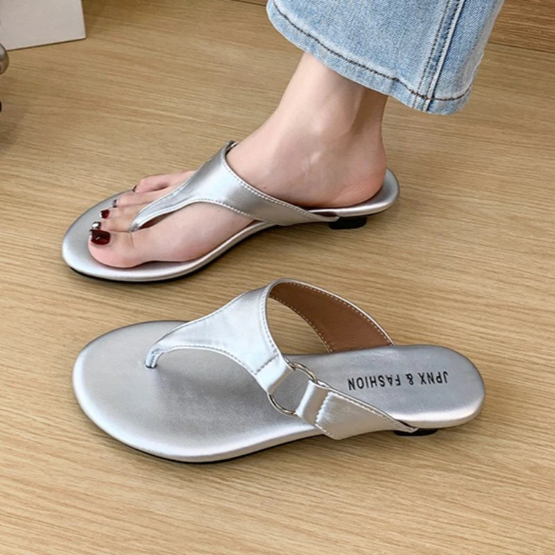 2026 Summer Women's Fish Mouth Clip-toe Solid Slippers Women Zpaxo Silver 38