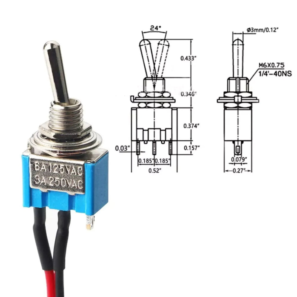 Professional Car Mini Toggle Switch Pre-wired ON-Off 2 Position 3 Pin Zpaxo