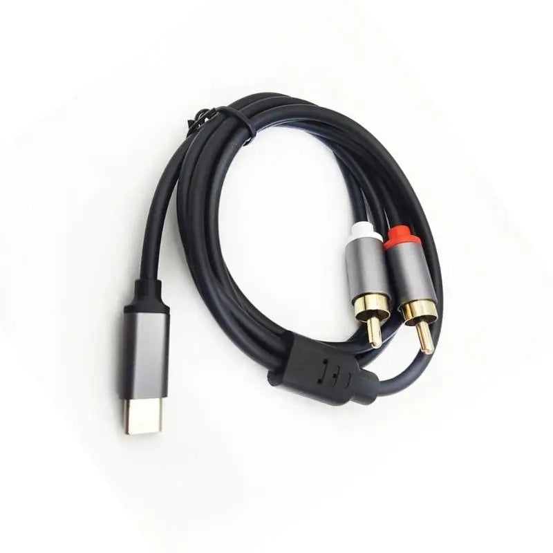 652F PVC Type C to 2RCA Auditory Cable for Outdoor Use and Frequent Handling Zpaxo