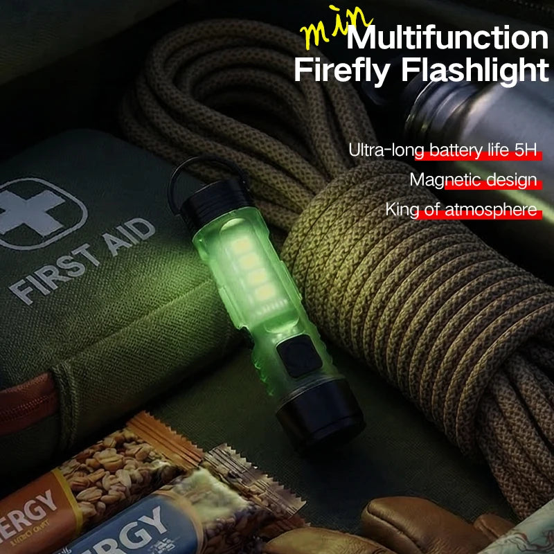 Outdoor Strong Light LED Flashlight Mini Portable Keychain USB Zpaxo