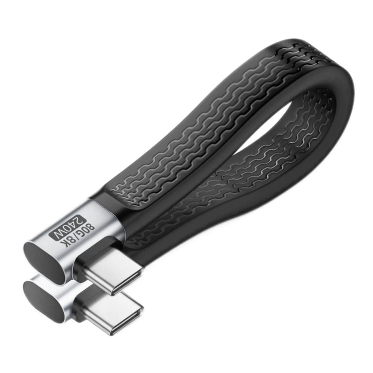 C Male Soft Flat Cable 240W 8K 60HZ USB4 Short Charging Line 80Gbps Zpaxo Black