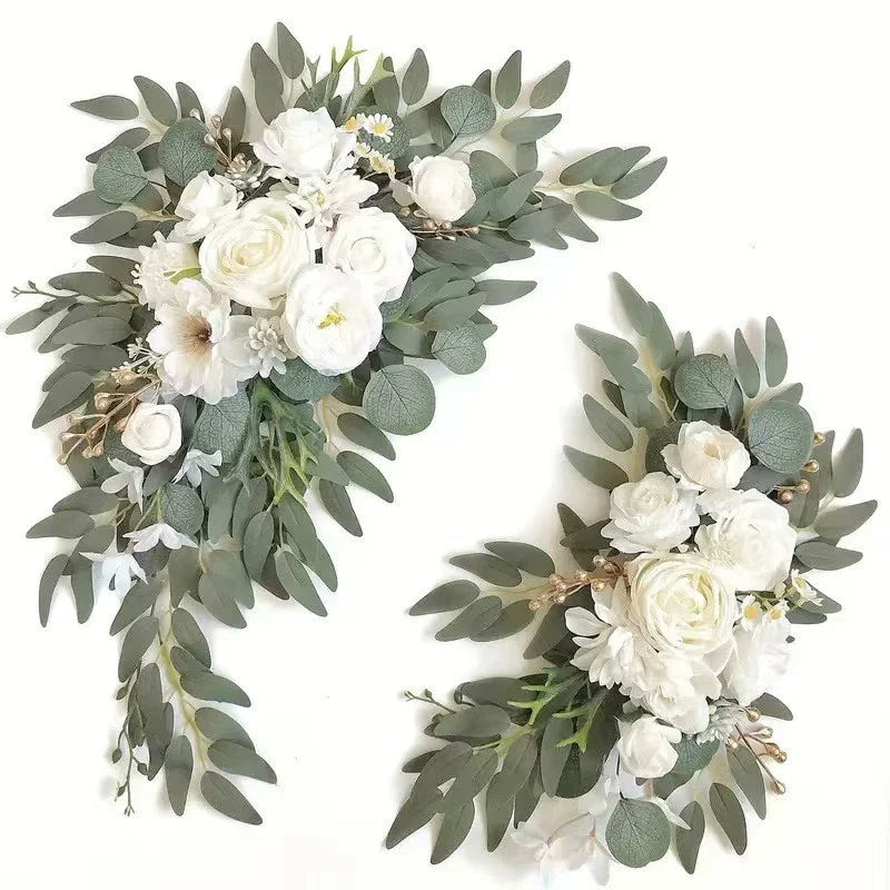White Faux Arch Flower 2 Wedding Welcome Signs Floral Swag Reception Zpaxo White