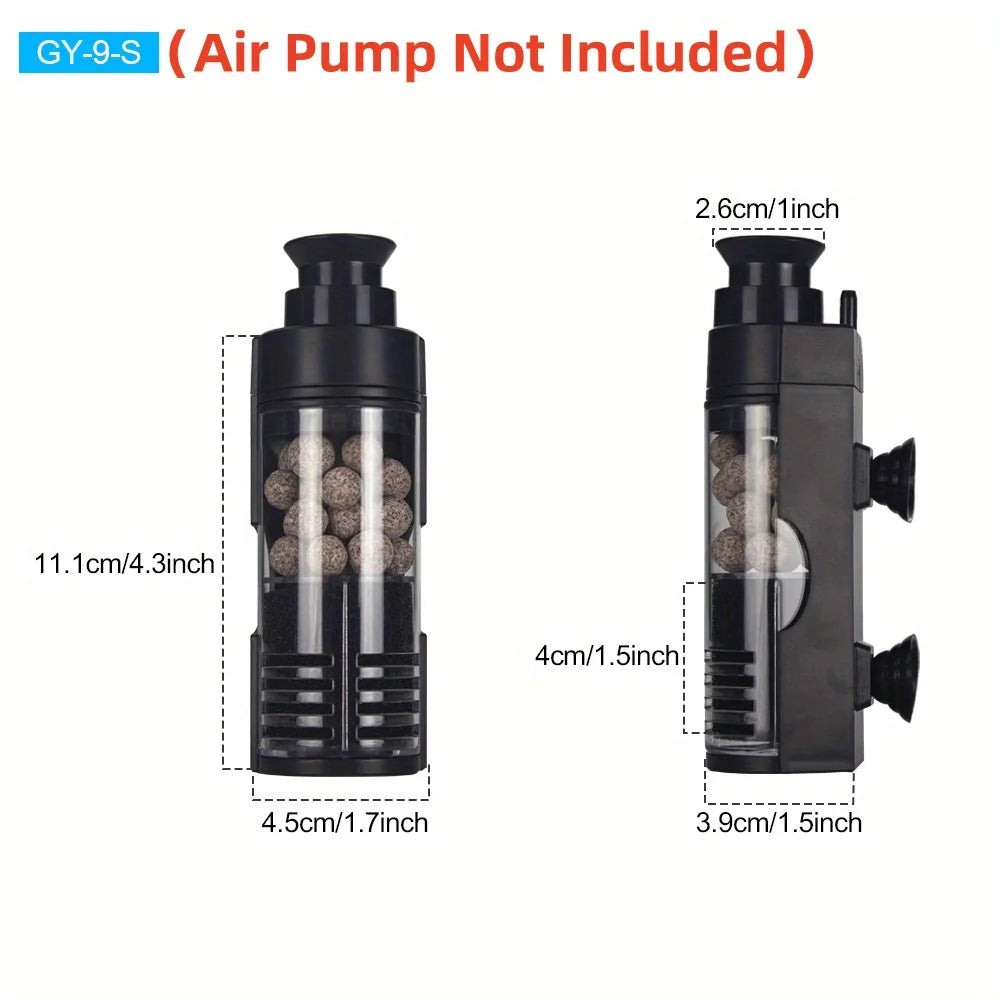 Compact Wall-mounted Bio Sponge Filter Quiet Efficient Aquariums Fish Zpaxo
