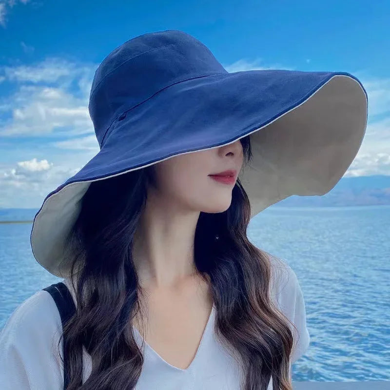 Wide Brimmed Sun Hat Women UV Resistant Hiking Fisherman Foldable Zpaxo Blue