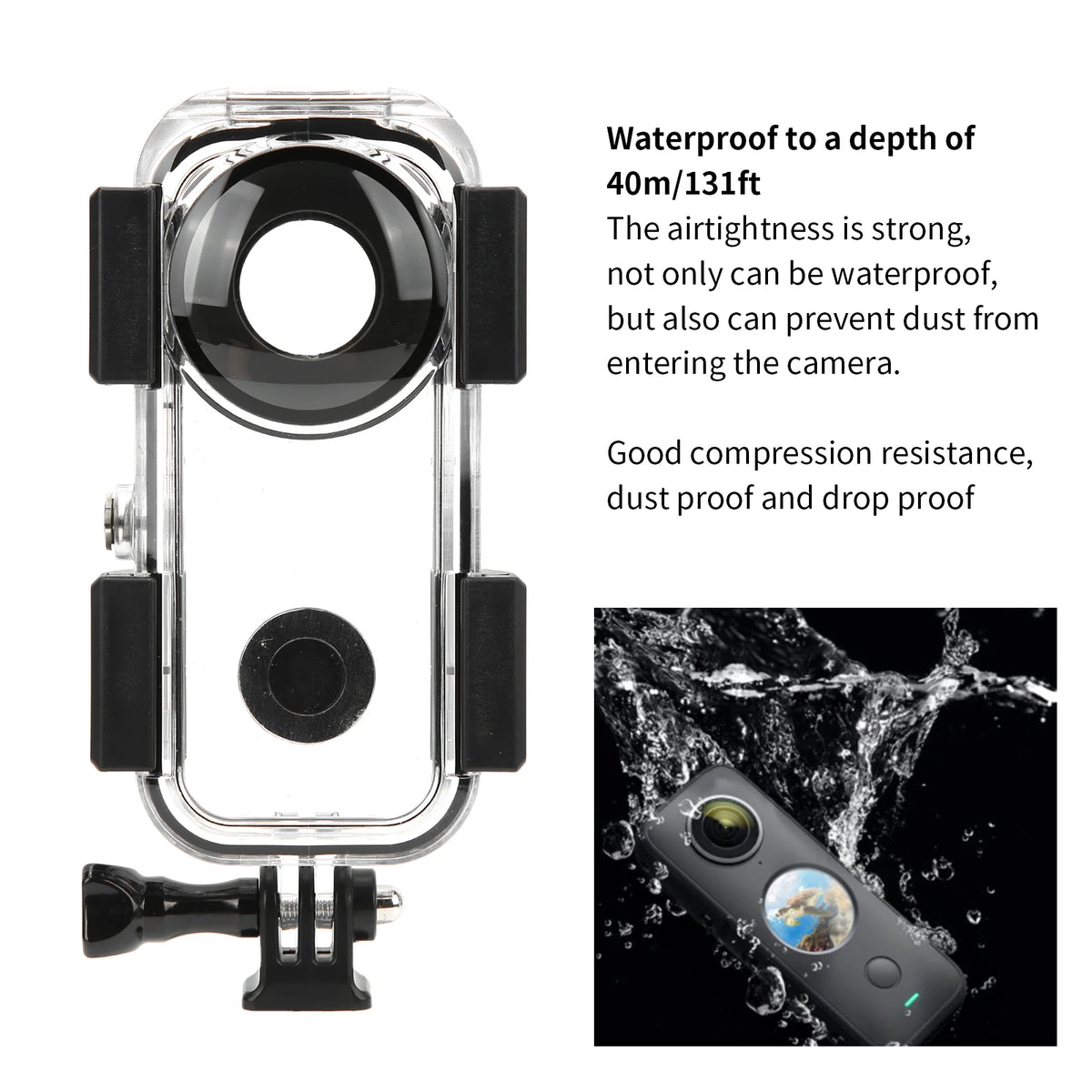 Waterproof Housing Case 40m 131ft Insta360 ONE X2 Camera Protective Zpaxo
