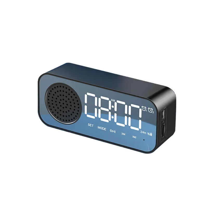 Bluetooth Wireless Audio Office Alarm Clock Mini LED Mirror Digital Zpaxo LA6074A