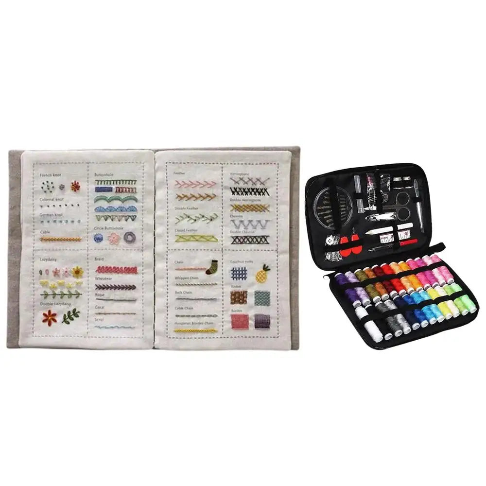 Embroidery Stitches Book Needle Threader Step Guide Visual Learning Zpaxo B set 106 pins