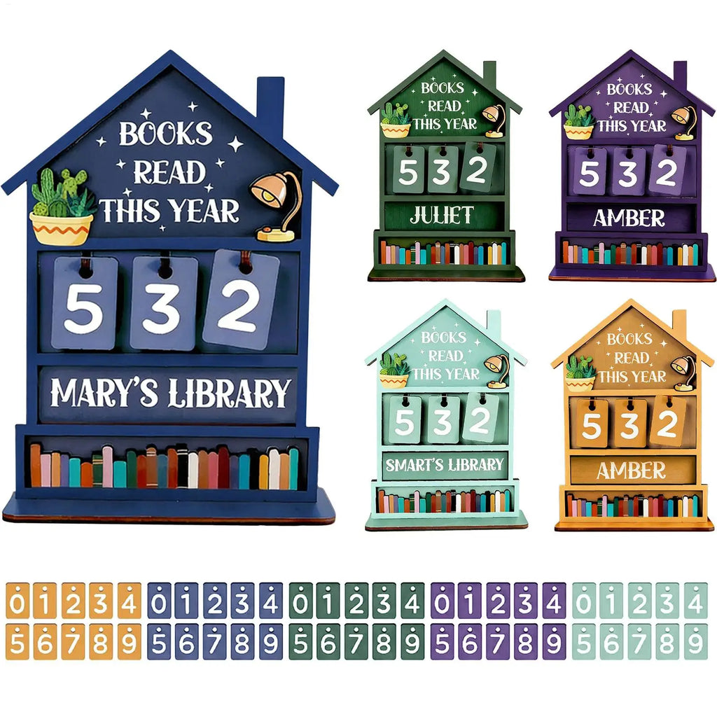Wooden Books Read Tracker Manual Reading Progress Display Book Zpaxo