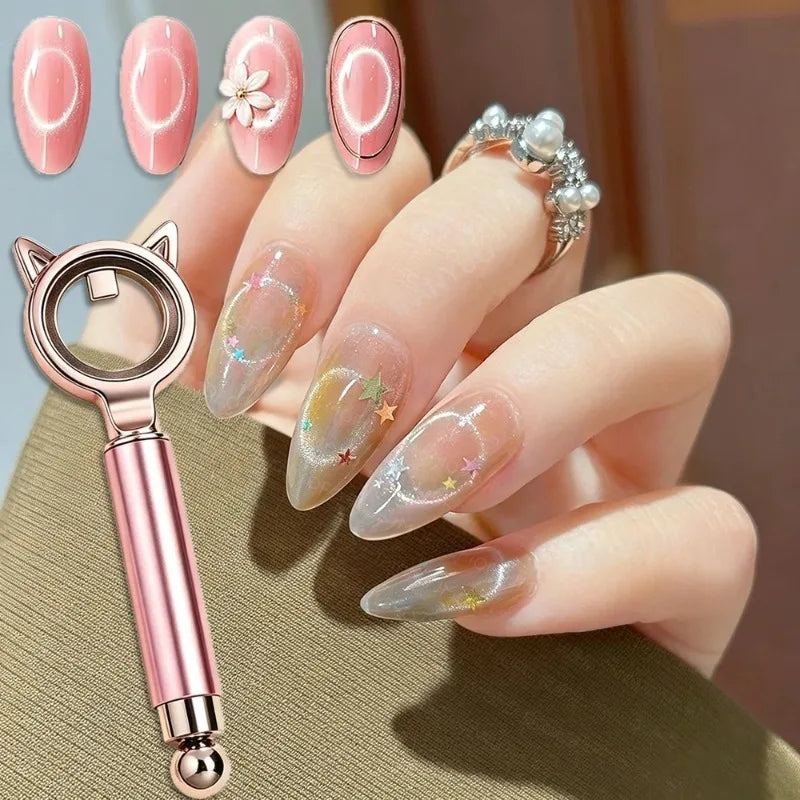 Double Head Cat Eye Nail Magnet Ear Hollow Strong Ring Magnetic Tool Zpaxo