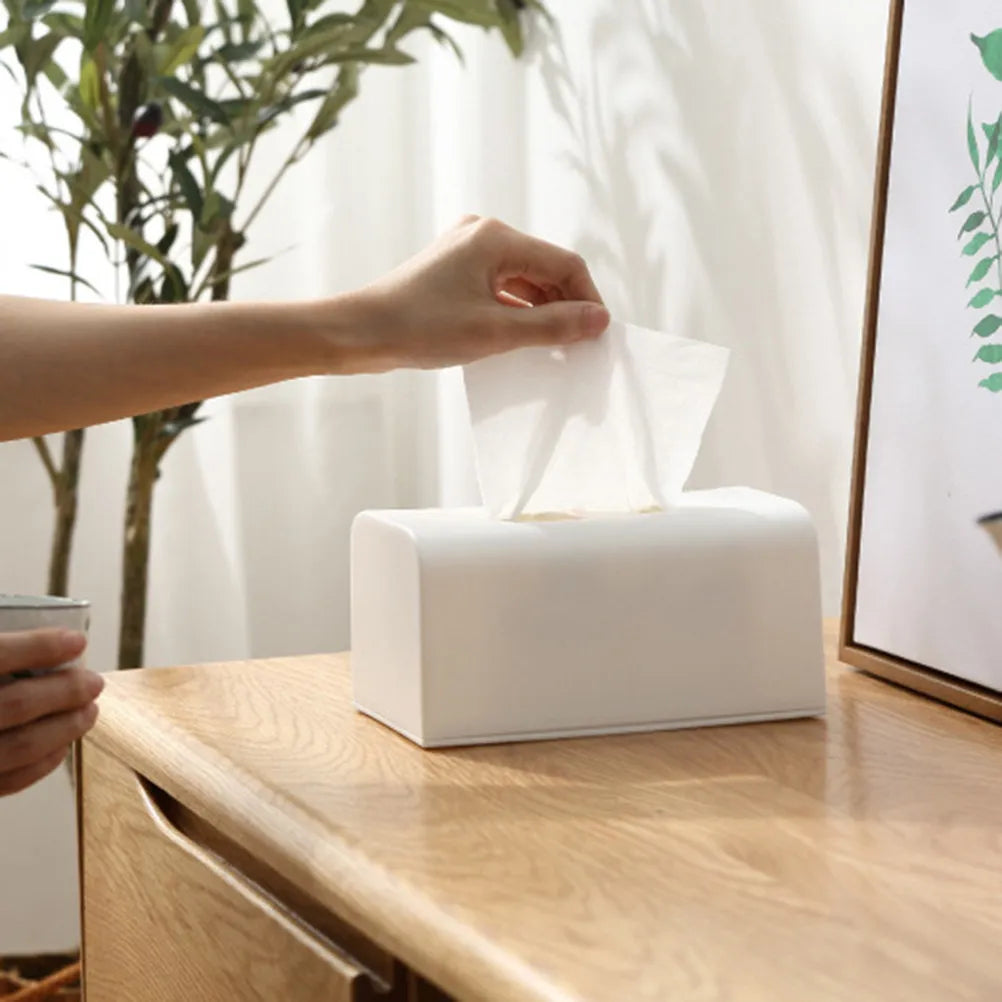 Large White Paper Storage Box Heavy Duty Plastic Tissue Case Elegant Zpaxo