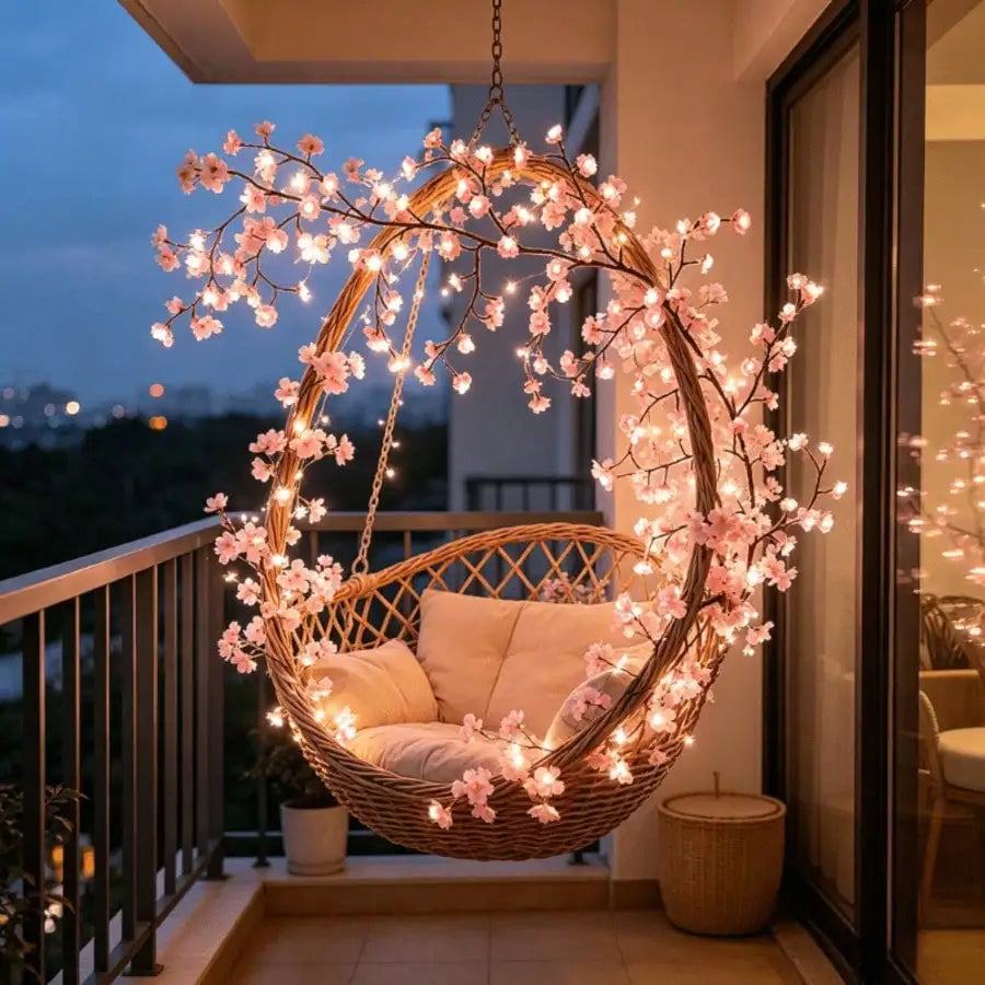 Pink LED Cherry Blossom String Lights Batteries Not Included Battery Zpaxo Pink 2m 20LED
