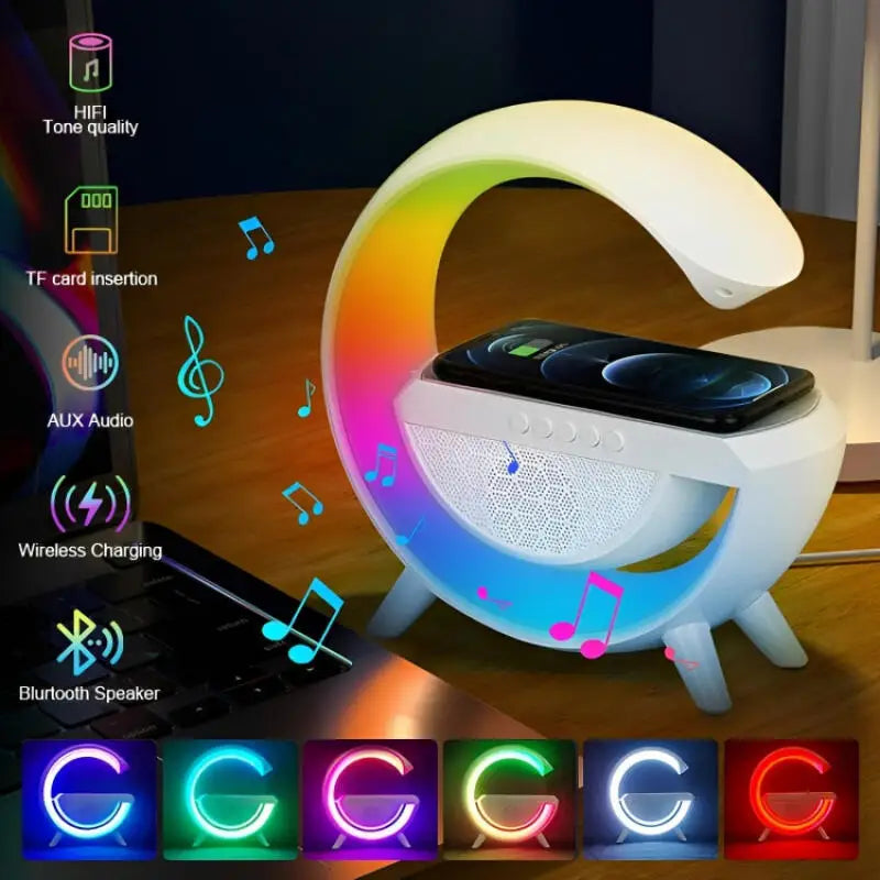 LED Speaker Bluetooth Table Lamp Alarm Clock RGB Wireless Mobile Zpaxo