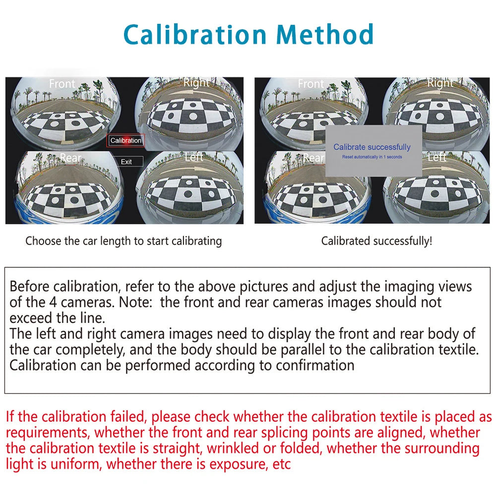 Car Camera Calibration Cloth 360 Degree Surround Bird View Panoramic Zpaxo