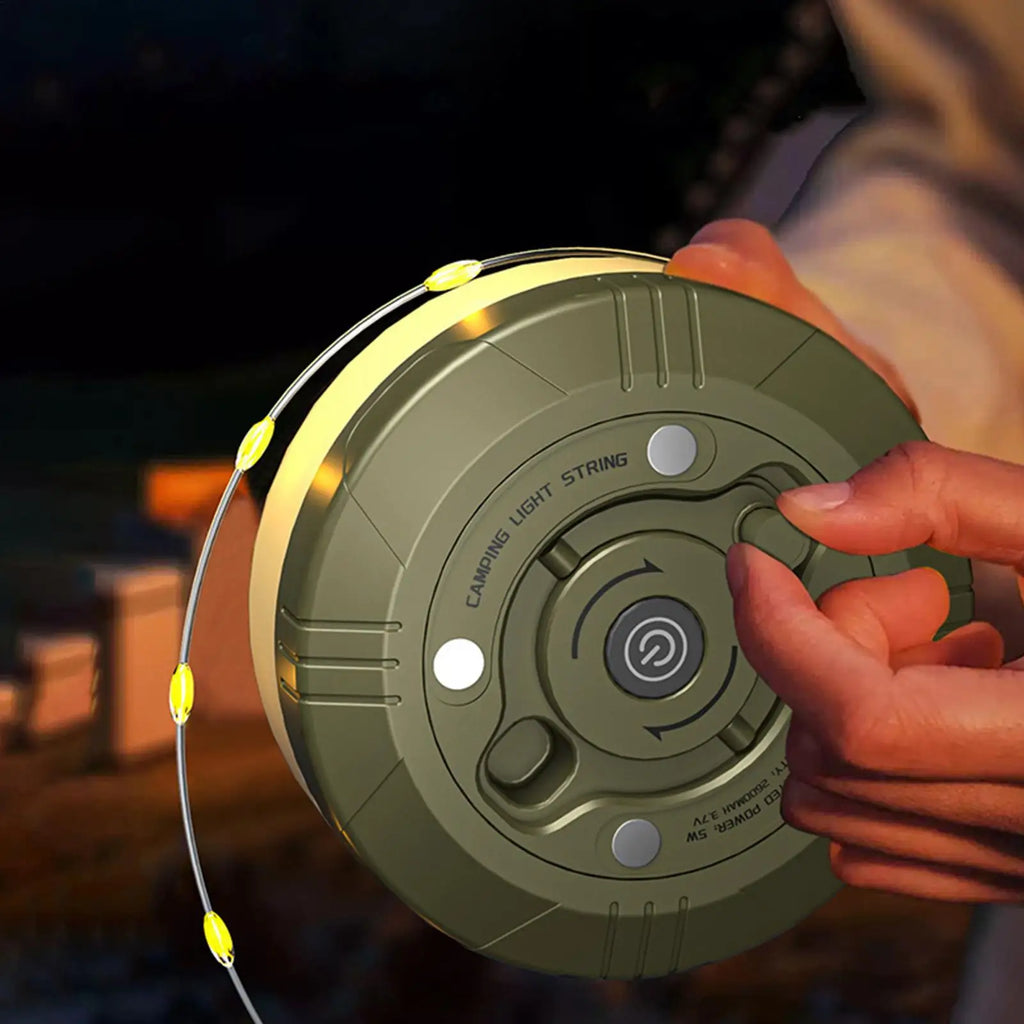 Retractable Camping String Lights 20m Type-c Rechargeable 2600mAh Zpaxo