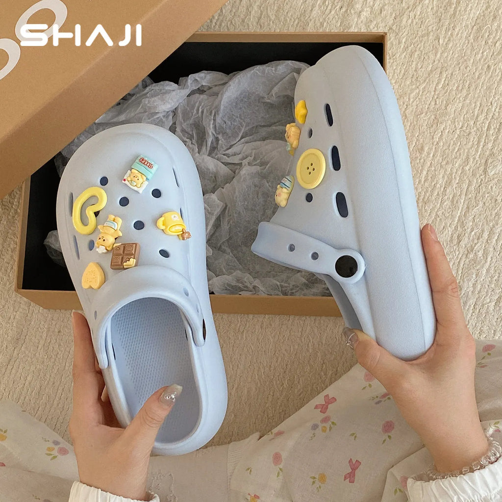 Women 2026 Cute Thick Platform Clogs SHAJI Summer Non Slip Soft Zpaxo