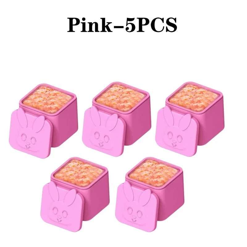 Silicone Lunch Box Sauce Divider Cup Lid Square Small Fits Most Bento Zpaxo Pink-5PCS