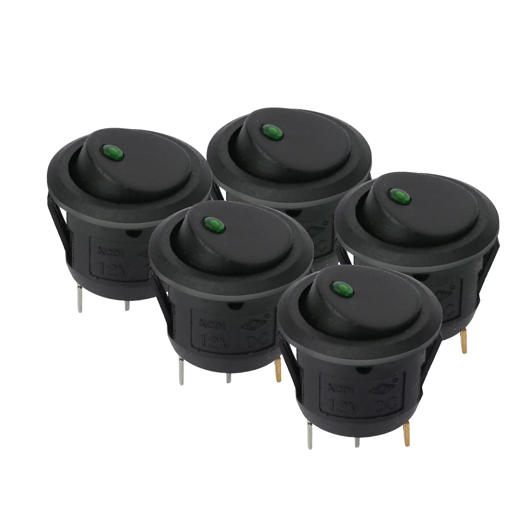 Luminescence Toggle Switches Waterproof 12V OFF LED Light Round Zpaxo 20MM-Green A