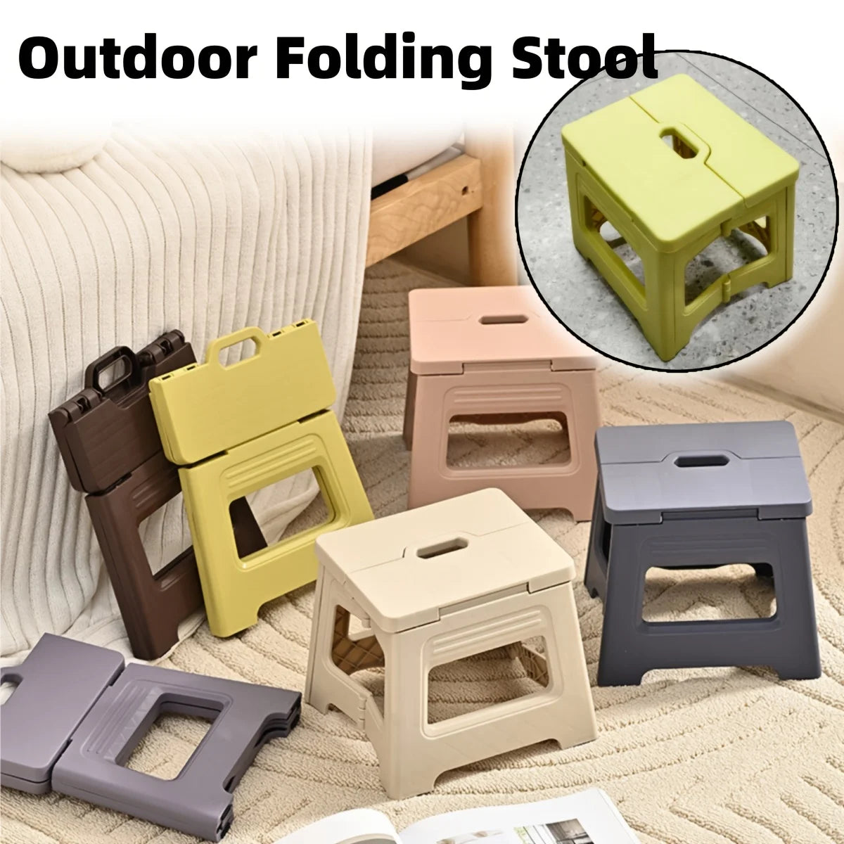 Folding Footstool Lightweight Sturdy Plastic Square Step Stool Zpaxo